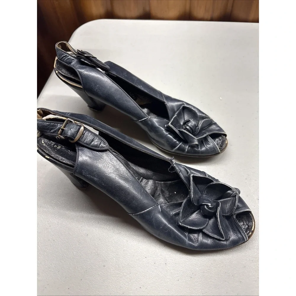 VTG PALIZZIO New York Women's Open Toe High Heels 1940s Size 7.5N Costume Prop